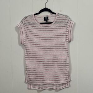 Bobeau Red Striped Oversized T-Shirt Small